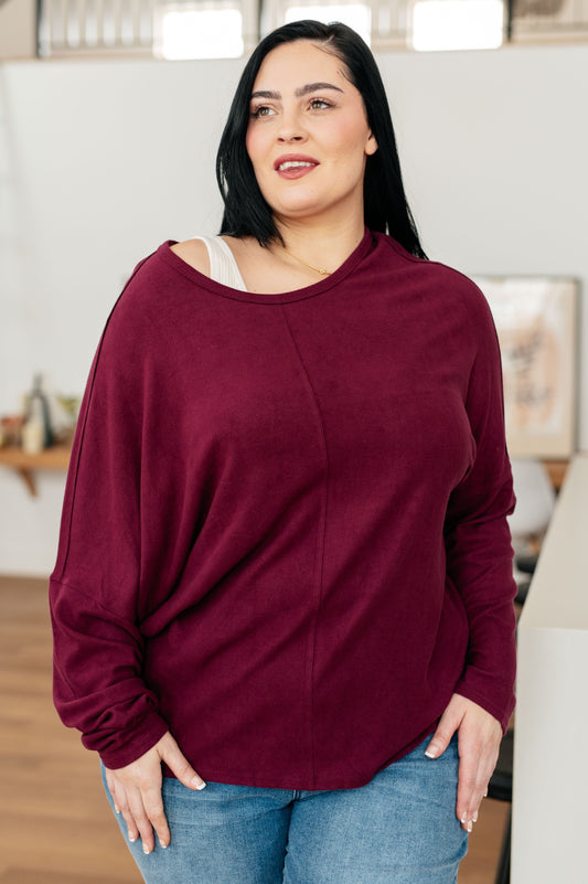 Drive Downtown Dolman Sleeve Top in Wine