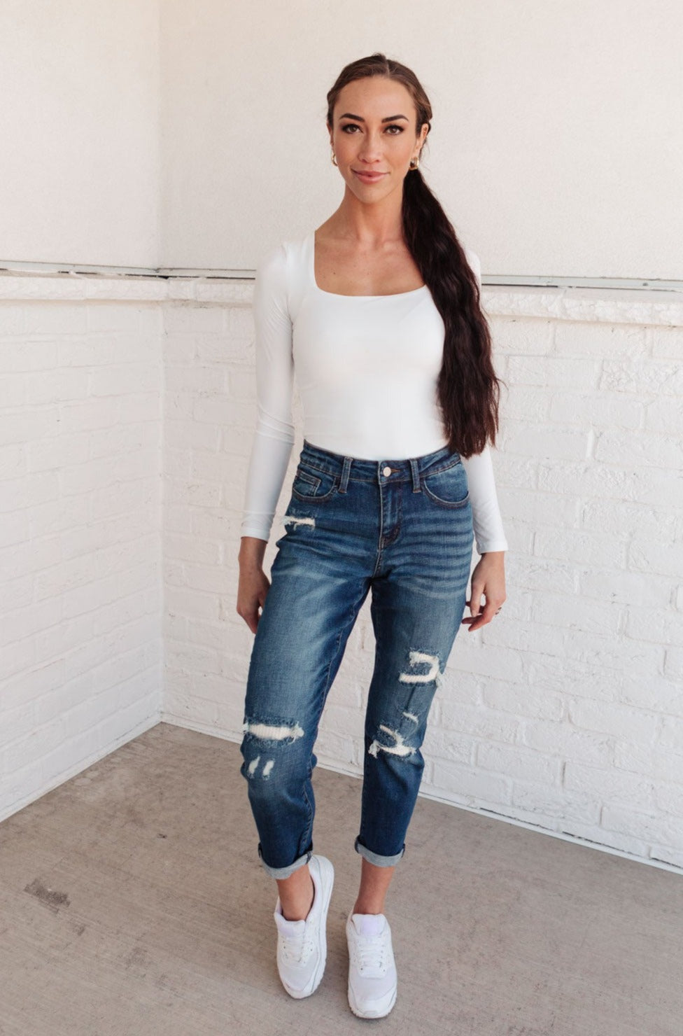 Mid-Rise Thermal Boyfriend Jeans